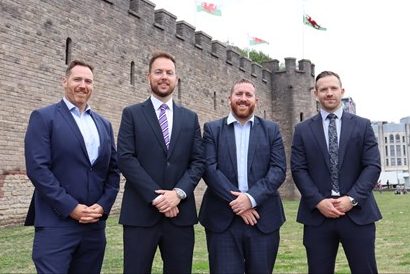 Will Baird, Stewart Knights, Shaun Thomas, Scott Keddle. Cardiff PR shot